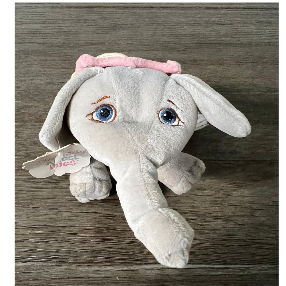 VTG 1998 Dreamsicles Angel Hugs Elephant Plush Stuffed Animal Toy Wings Gray 9in